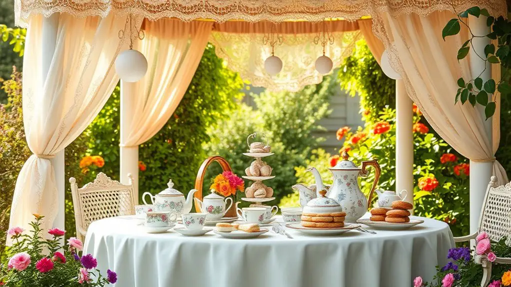 vintage tea party setup