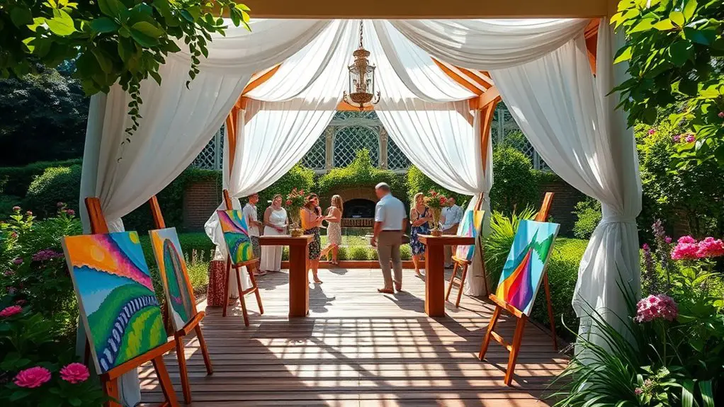 art display under gazebo