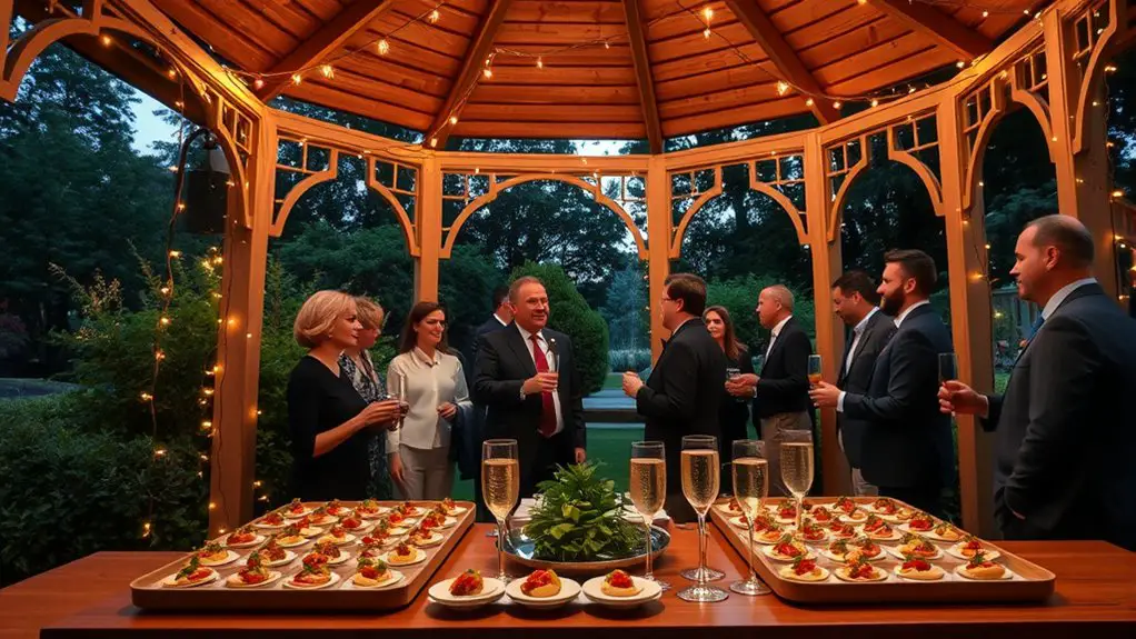 business mixer under gazebo