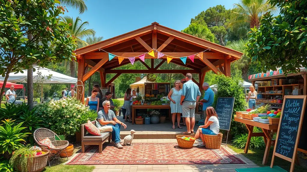 community gathering at gazebo