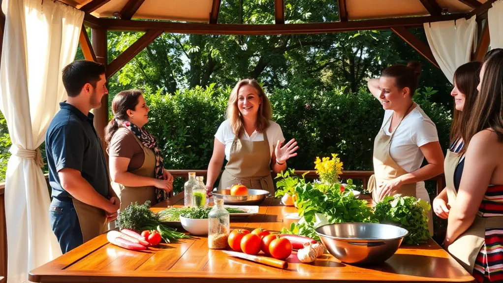cooking workshop under gazebo