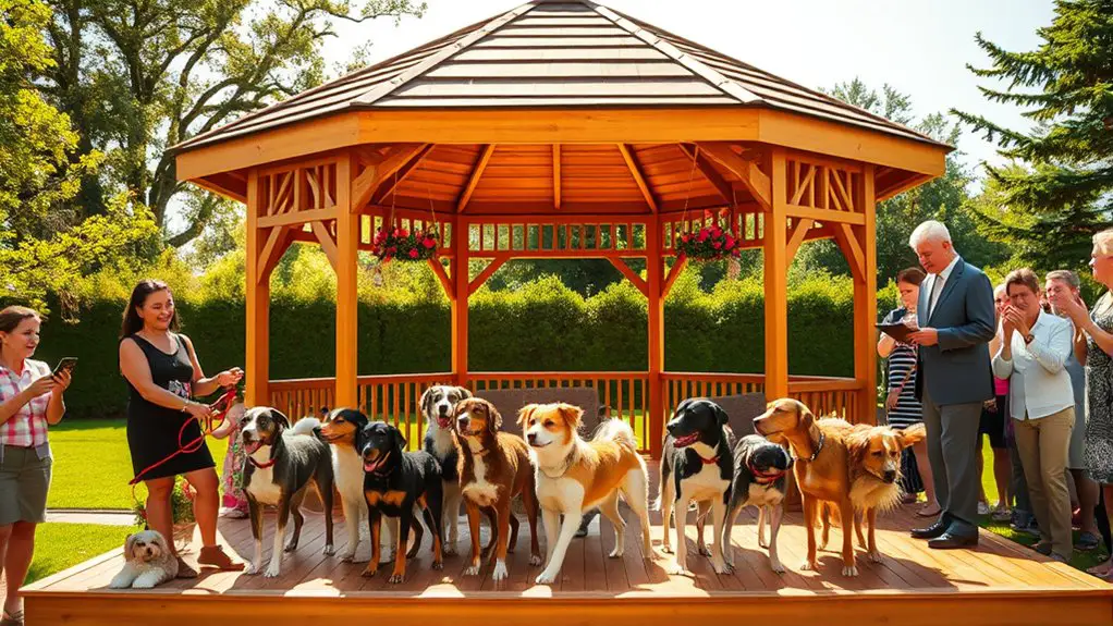 dog show under gazebo