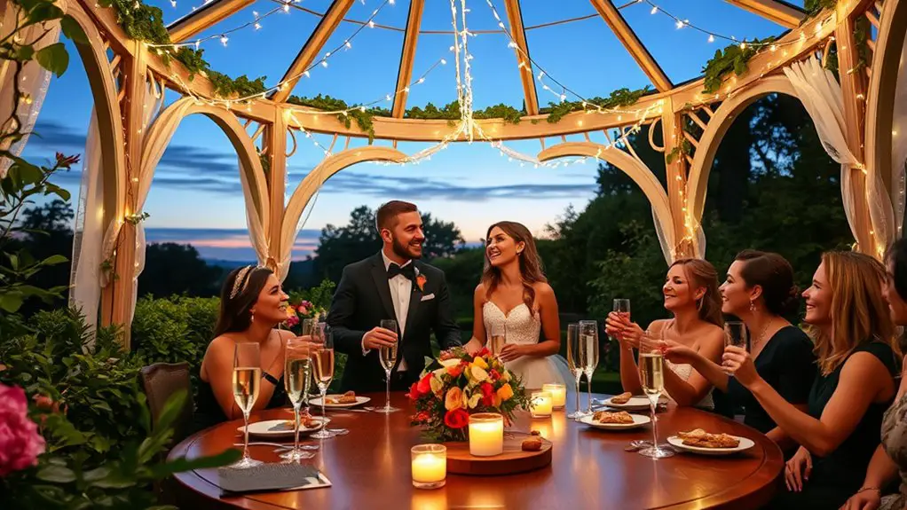engagement celebration under gazebo