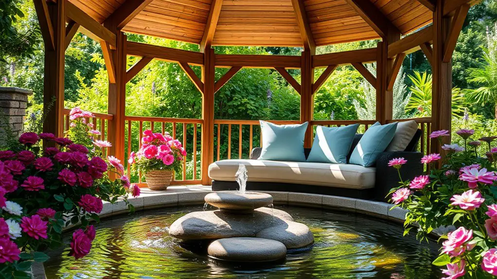 fountains enhance gazebo tranquility