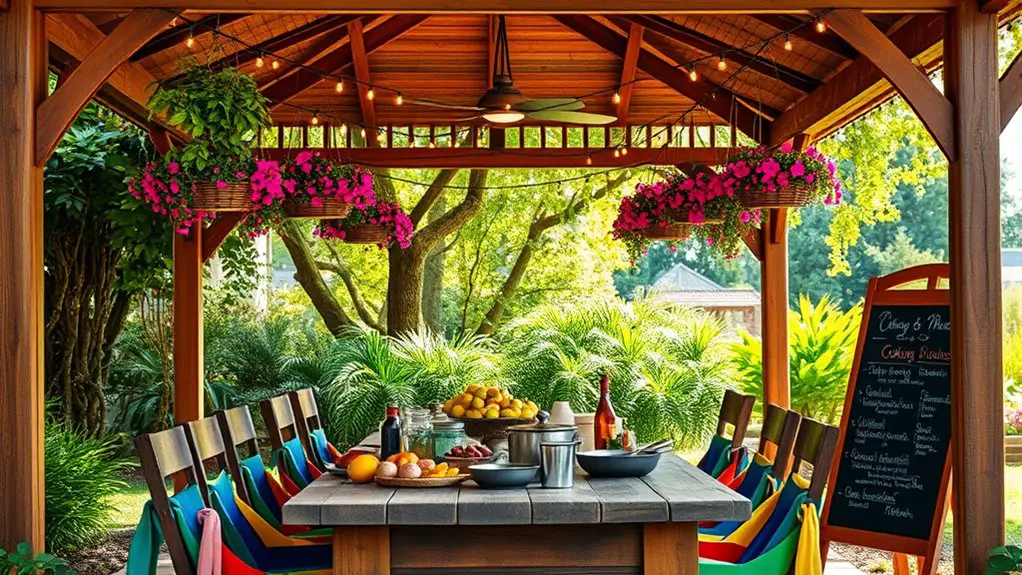gazebo cooking class setup