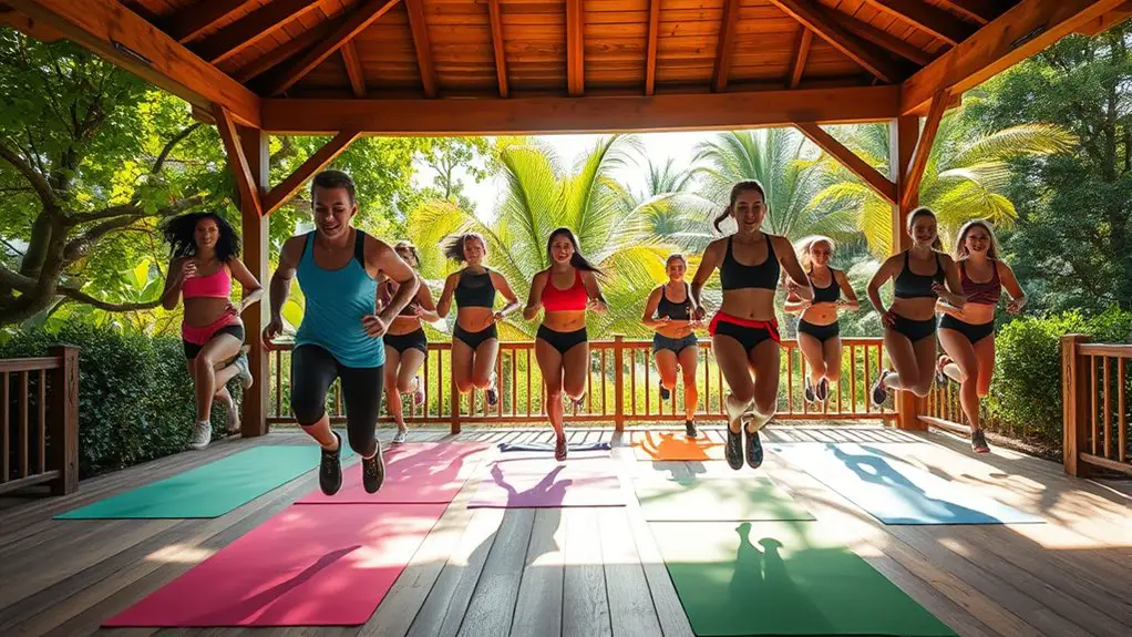 hiit session under gazebo