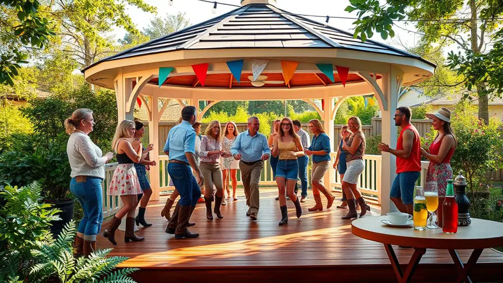 line dancing in gazebo