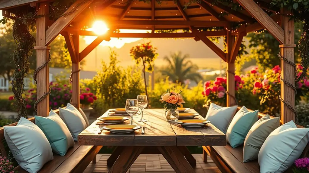 outdoor entertainment gazebo setup