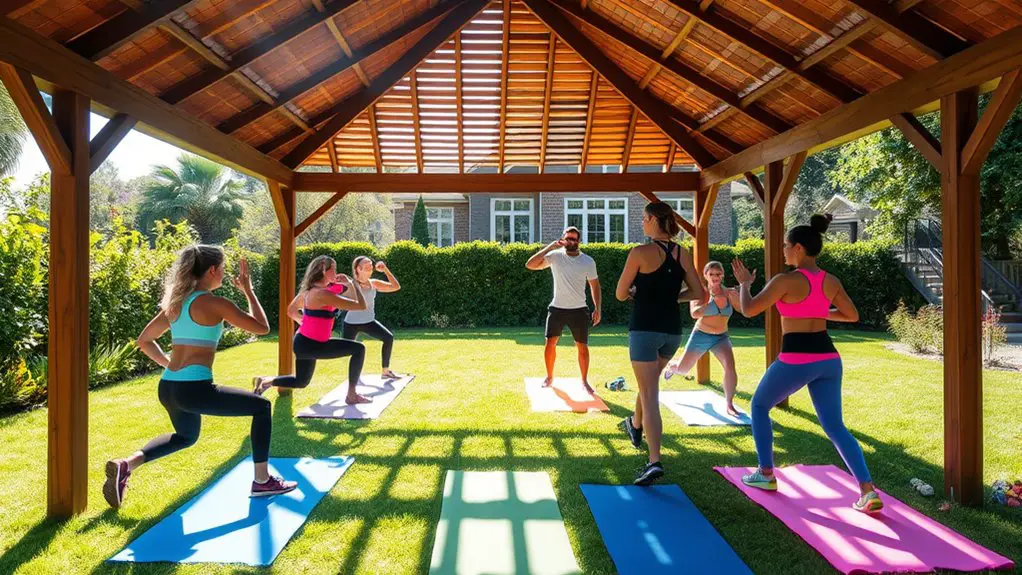 outdoor fitness in gazebo