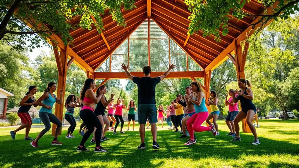 outdoor fitness in gazebo