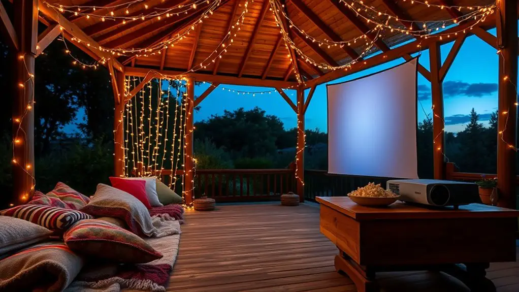 outdoor movie night setup