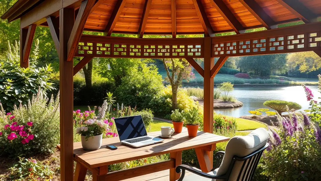 outdoor workspace in gazebo