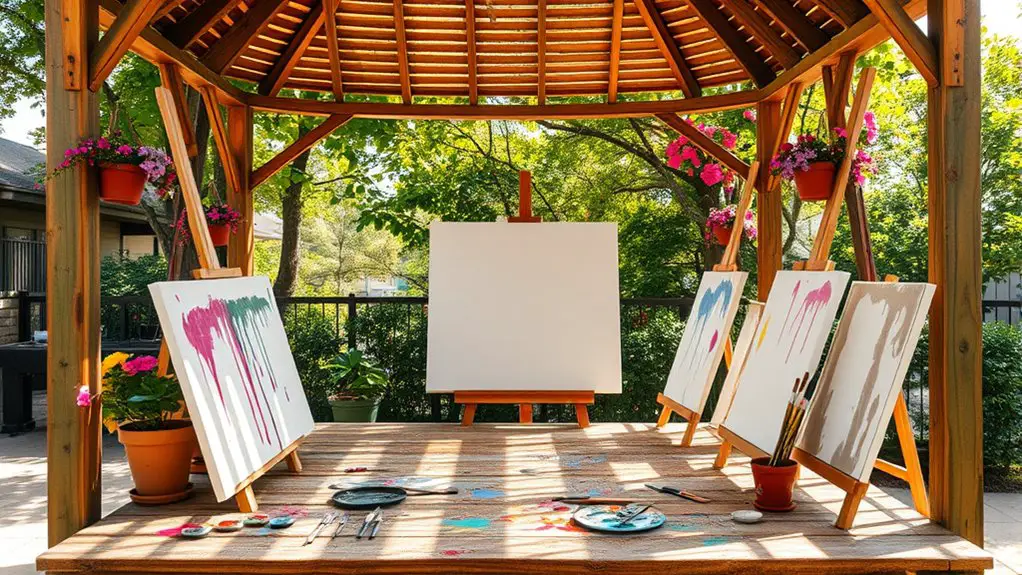 painting class under gazebo