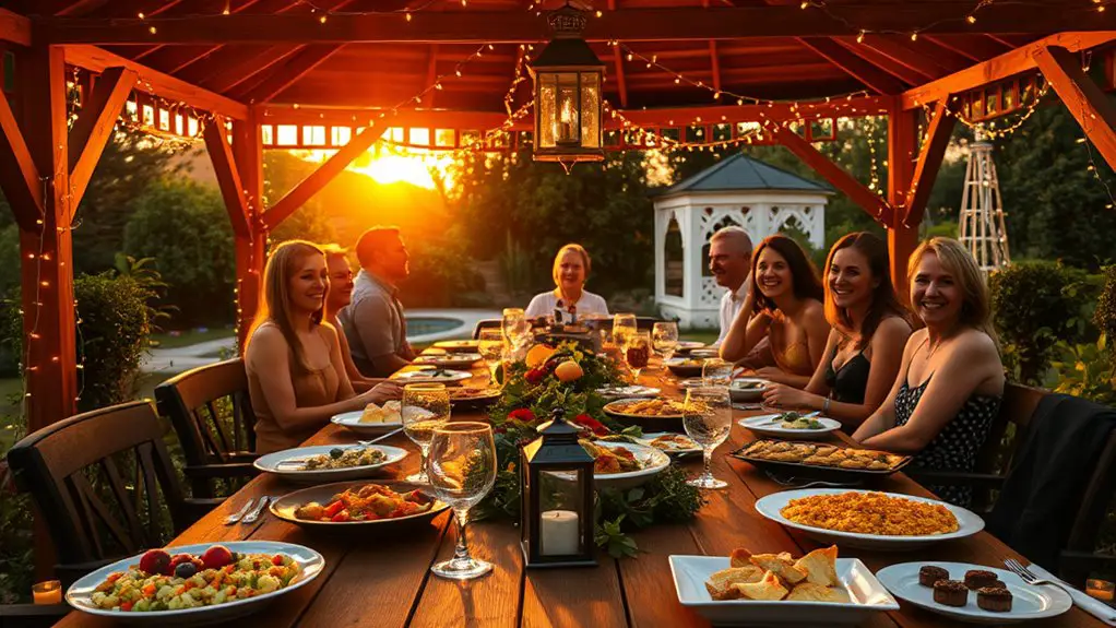 potluck dinner in gazebo