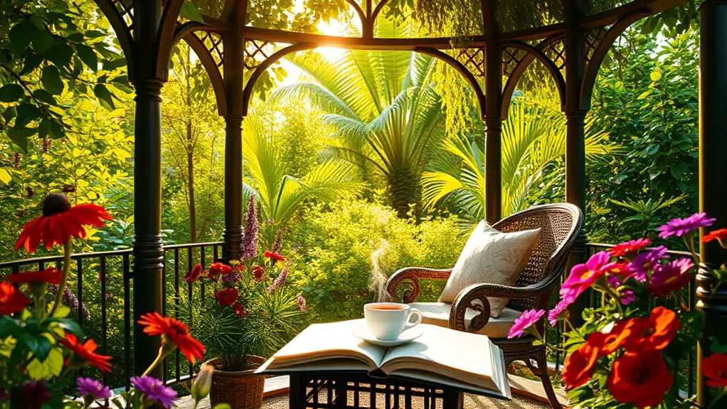 quiet reading in gazebo