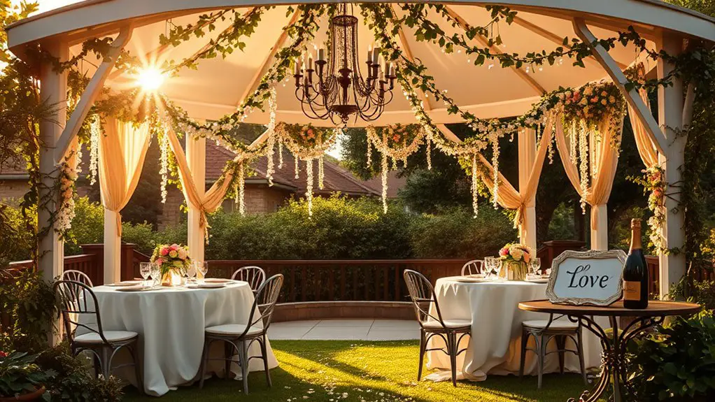 romantic gazebo engagement celebration