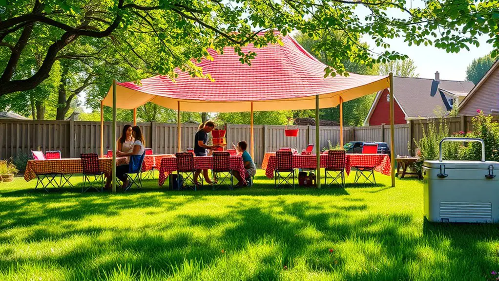 setting up picnic gazebo
