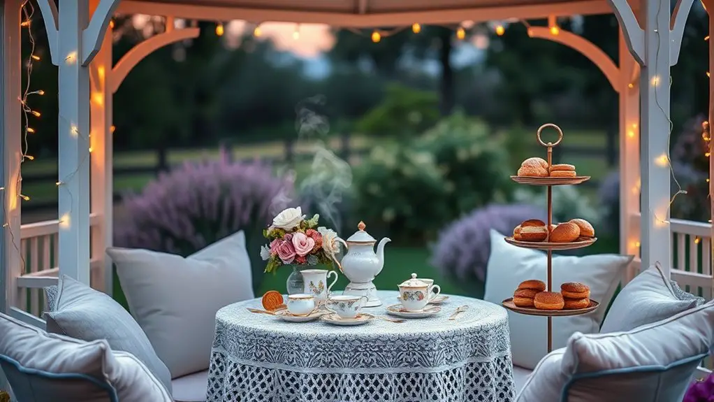 tea party under gazebo