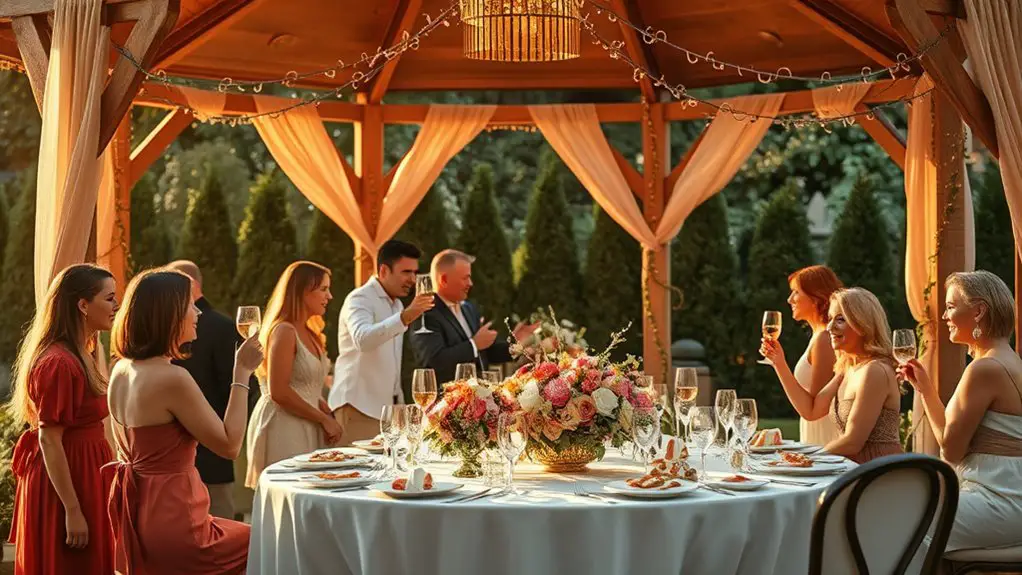 themed gazebo engagement dinner