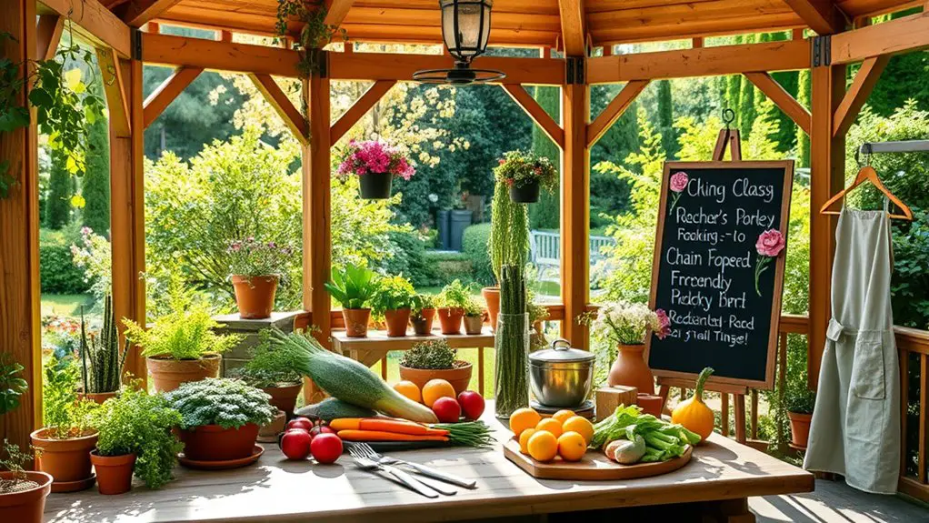 vegan cooking class setup