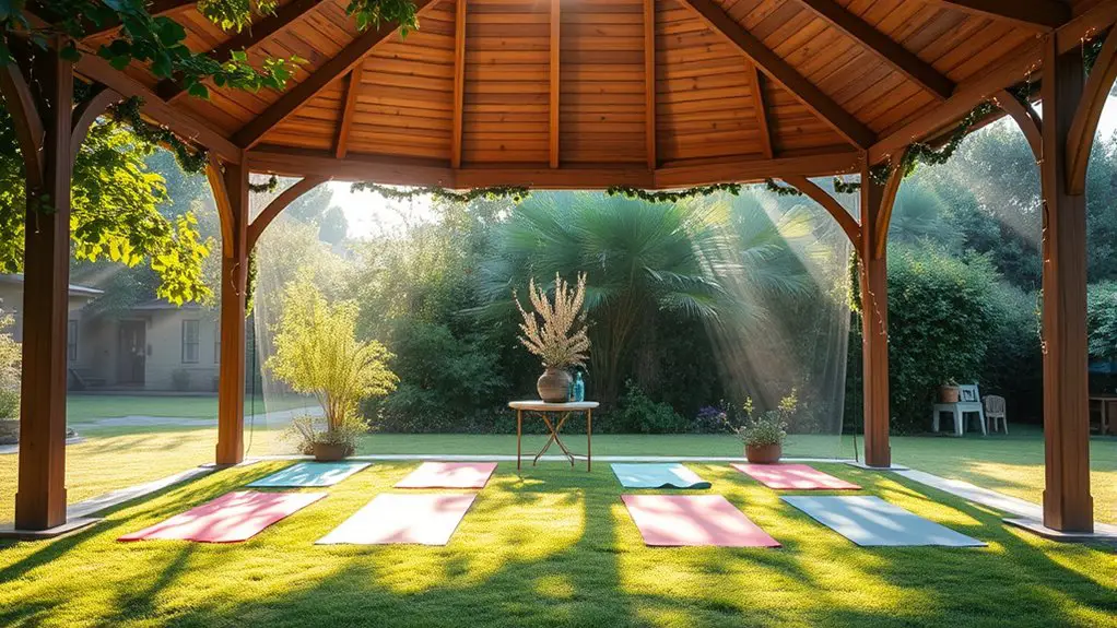 yoga class gazebo setup