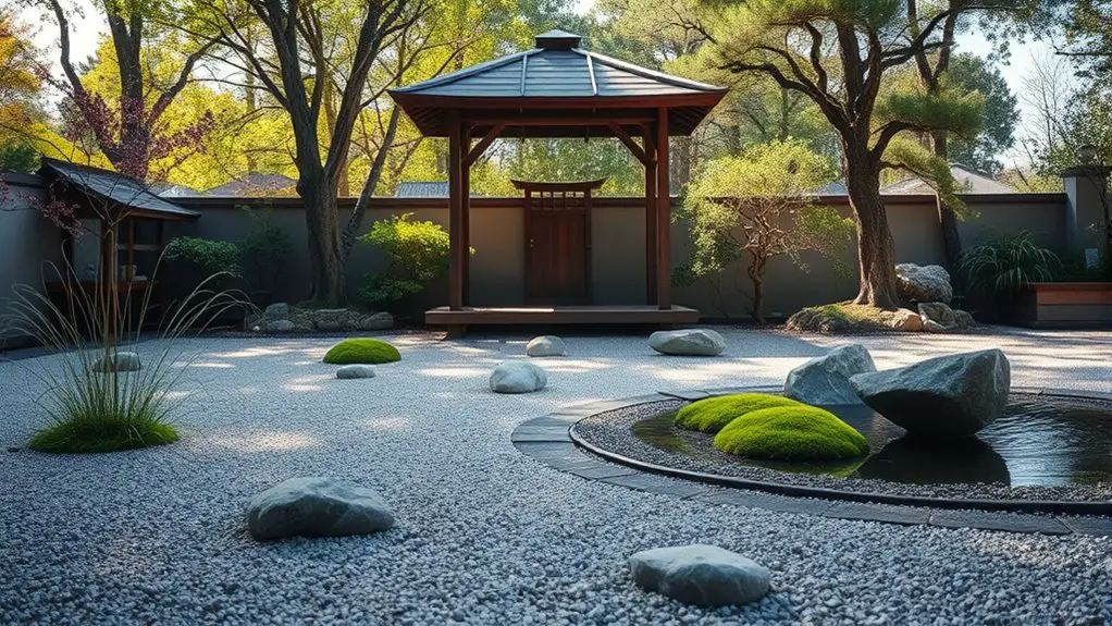 zen garden with gazebo