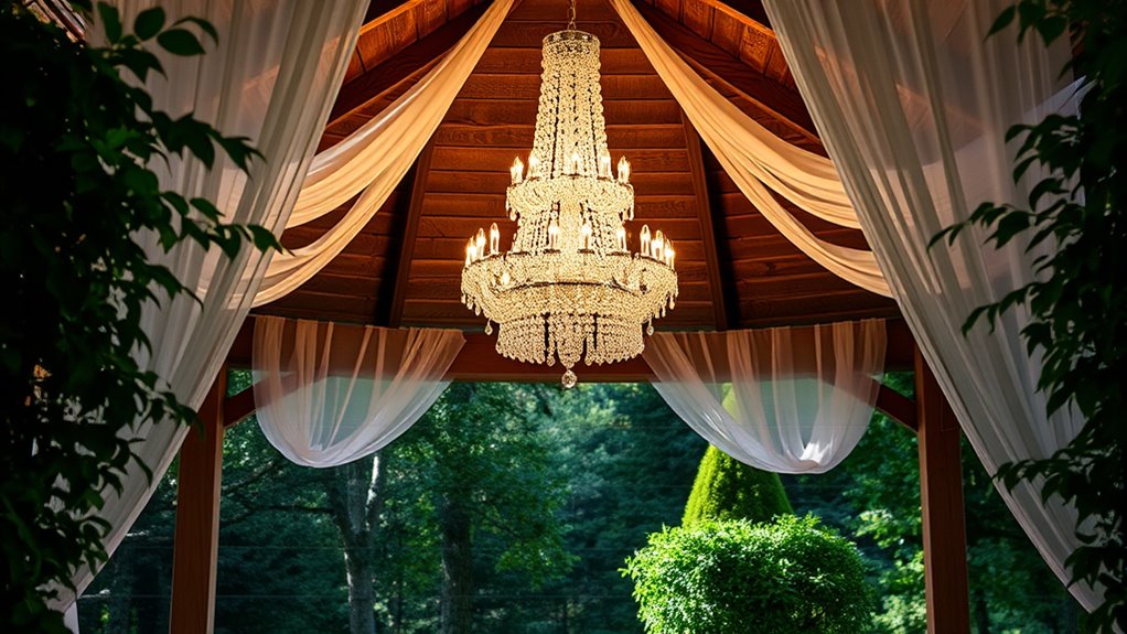 chandeliers enhance gazebo ambiance