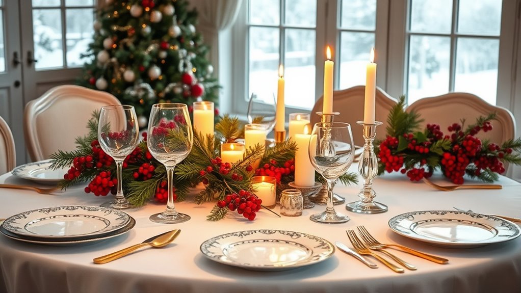 chic winter dining arrangements