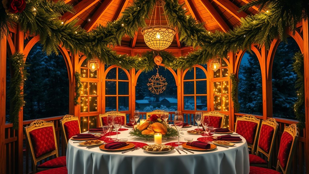 christmas dinner in gazebo