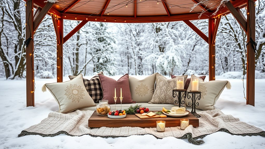 cozy gazebo winter picnic