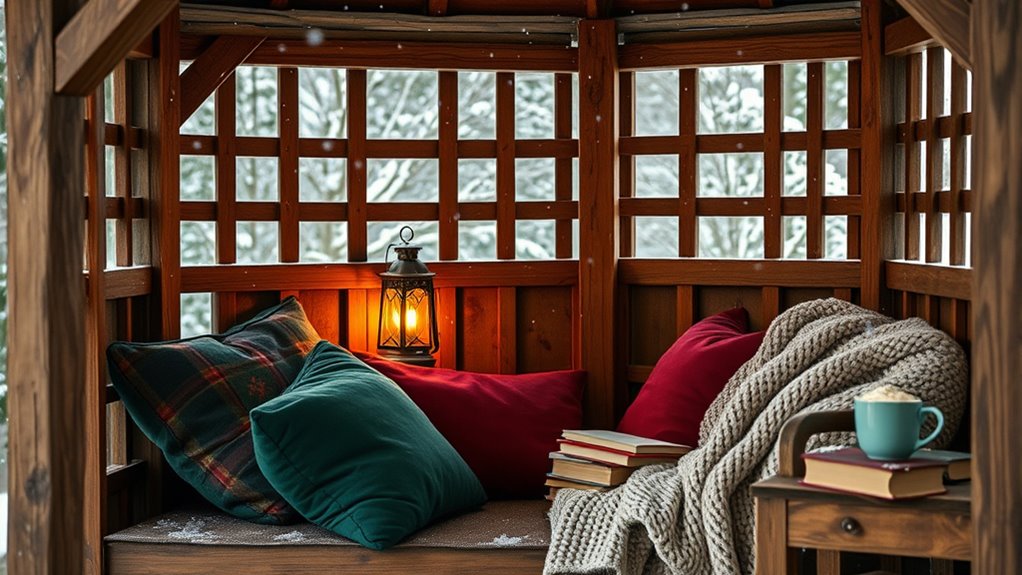 cozy gazebo winter reading