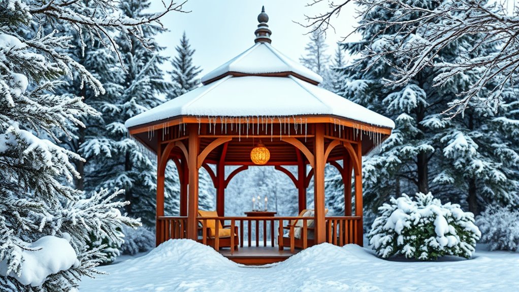 cozy winter cabin gazebo