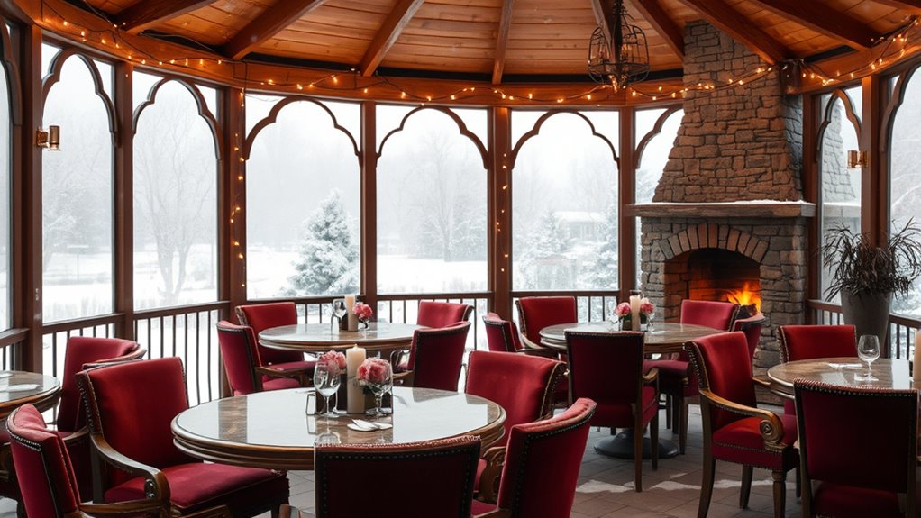 cozy winter gazebo dining