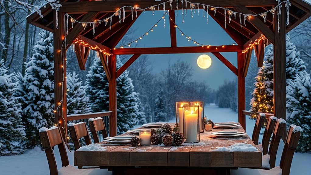 cozy winter gazebo gathering