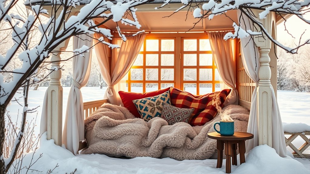 cozy winter gazebo naps