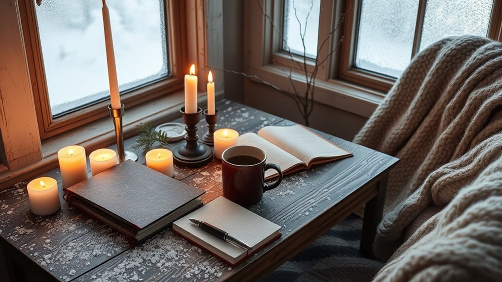 cozy winter journaling space