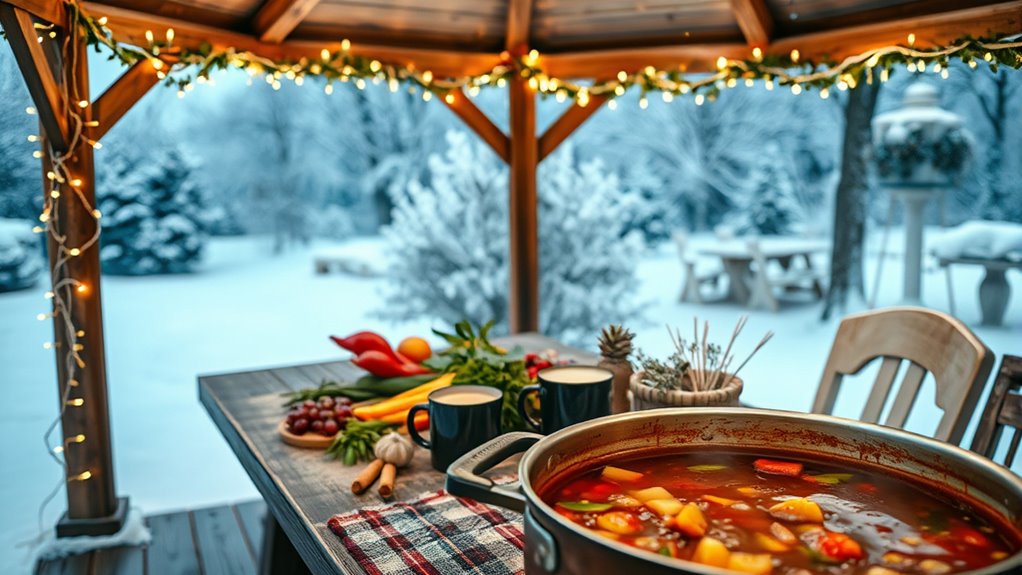 cozy winter recipe filming