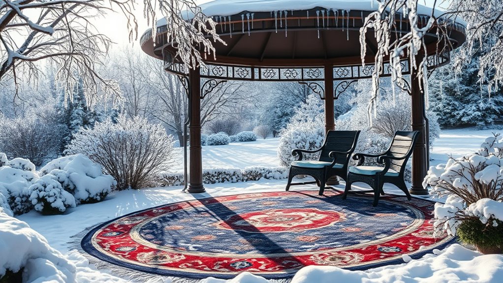 cozy winter rugs gazebos