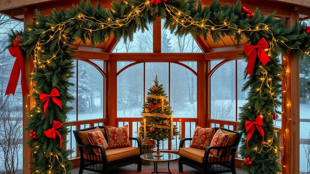 festive enclosed gazebo decor