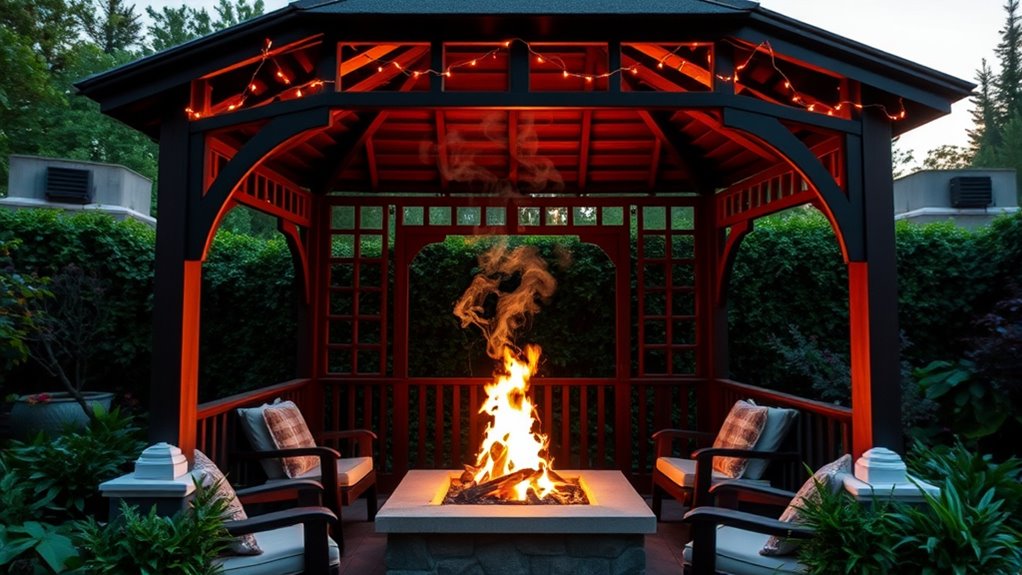 fire pits in gazebos