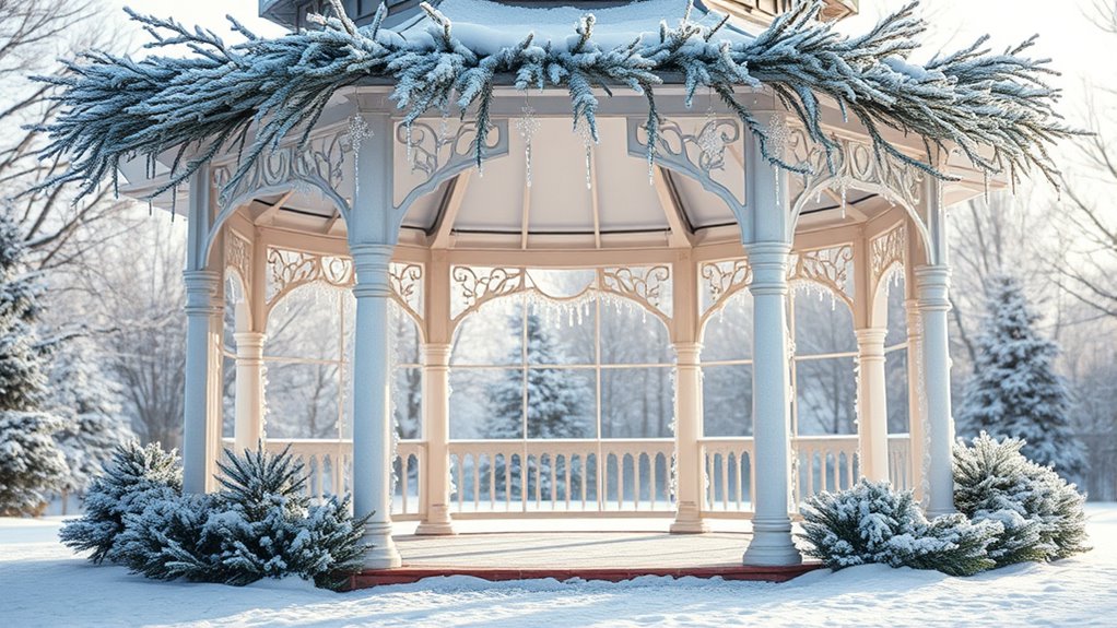 frosty gazebo winter decor