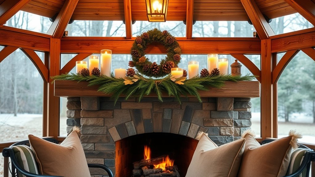 gazebo fireplace mantel decor