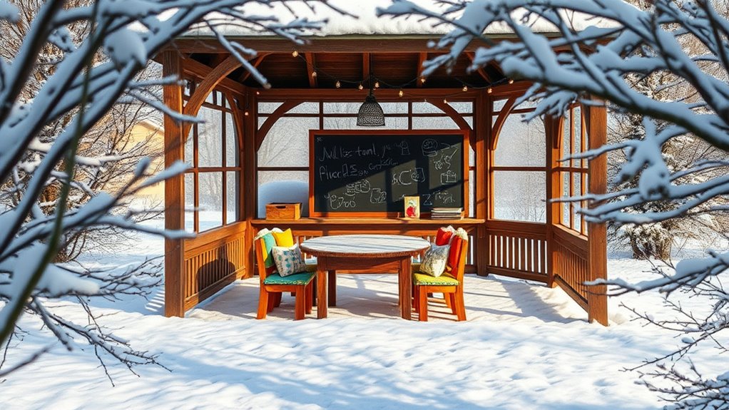 gazebo winter classroom transformation