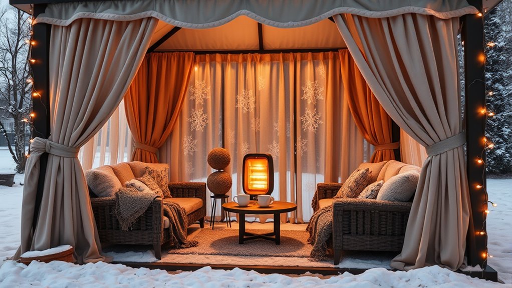 lower winter gazebo heating