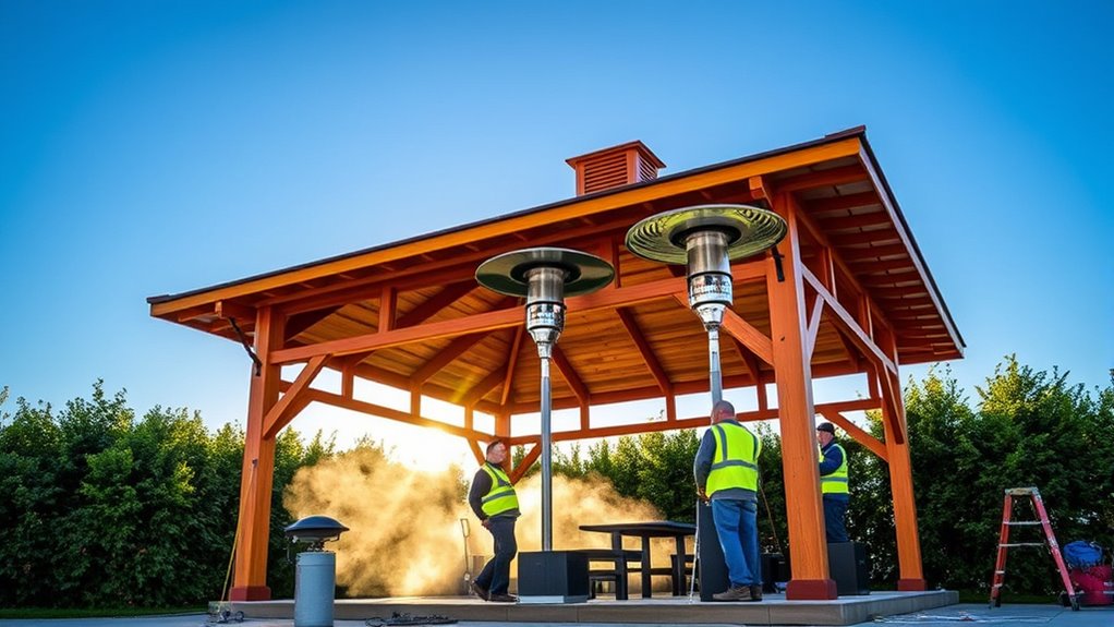 multi heater installation gazebo project