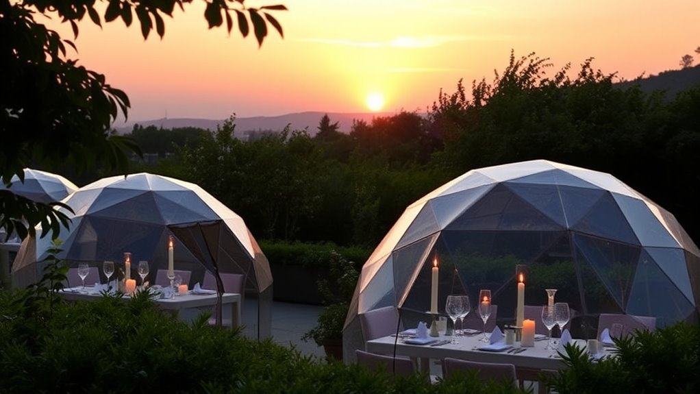 outdoor dining transparent domes