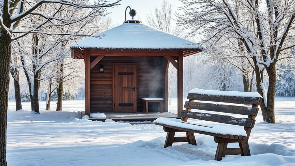 outdoor sauna winter retreat
