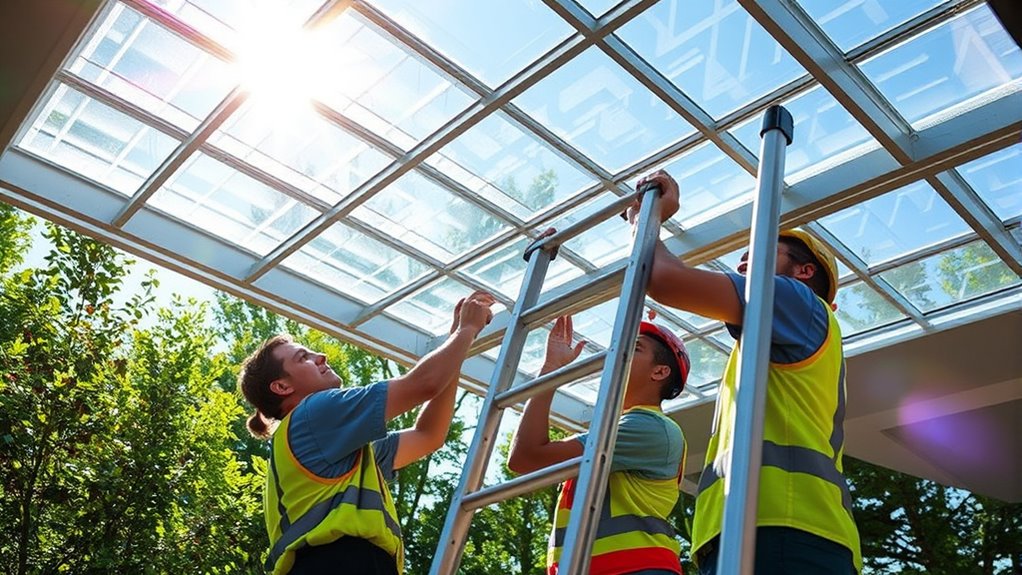 polycarbonate roof panel installation