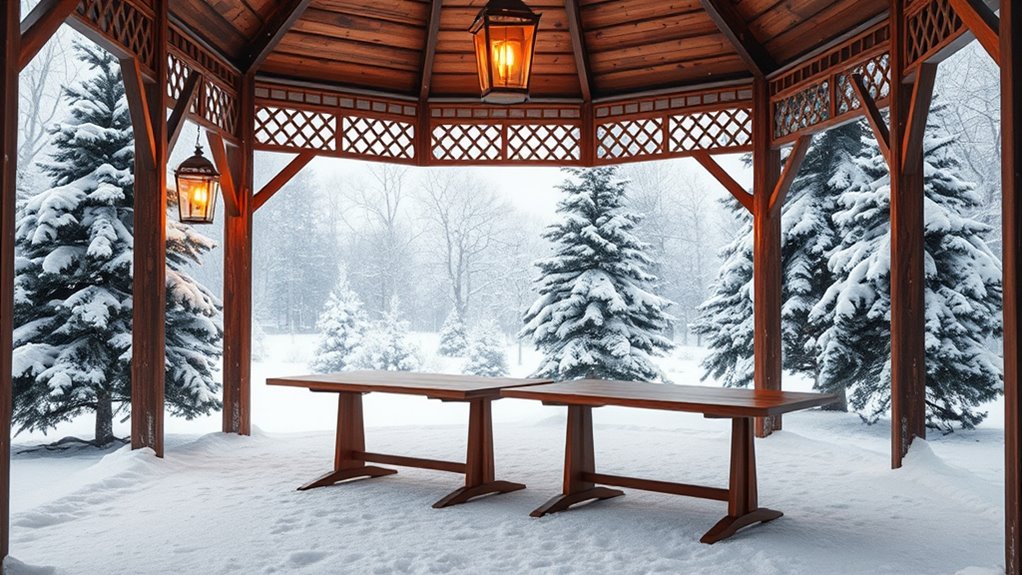 portable desks in gazebo