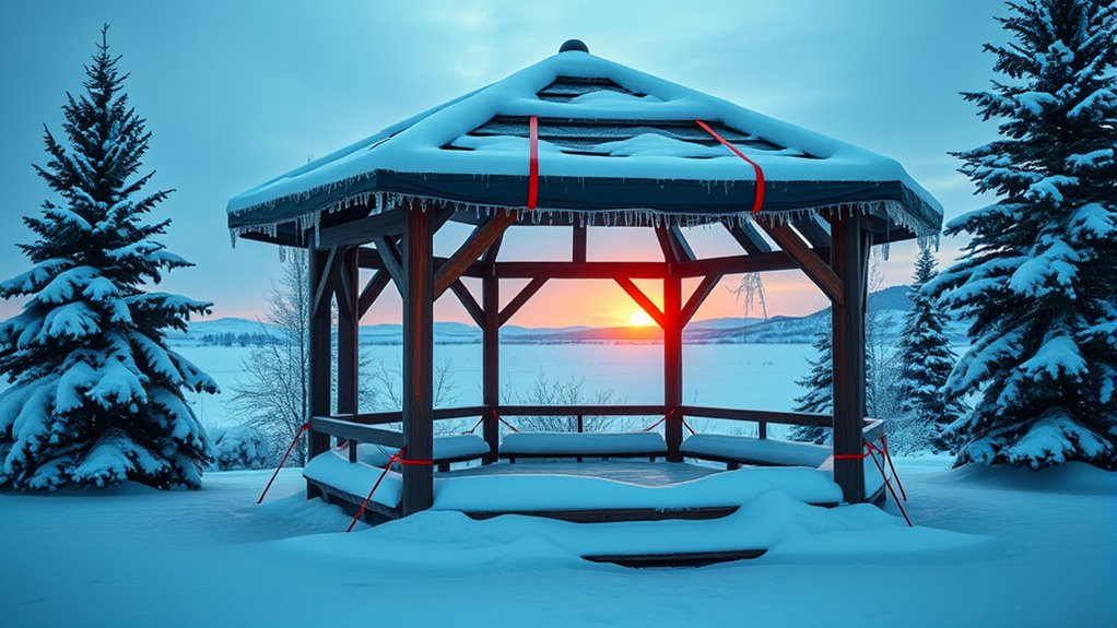 secure gazebo against snowfall